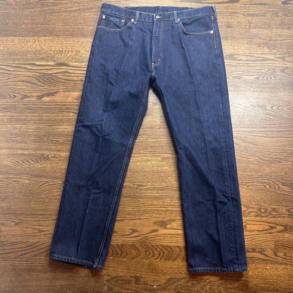 Levis 505 Original Fit Jeans Mens 40x32 Dark Wash Indigo Blue Denim Straight